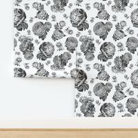 Toile Roses Black