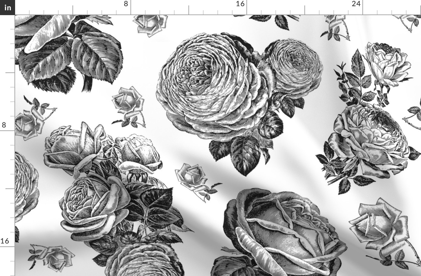 Toile Roses Black