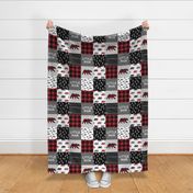 Little Man patchwork quilt top || plaid with bears