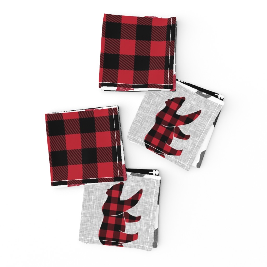 Little Man patchwork quilt top (90) || plaid with bears