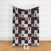 Little Man patchwork quilt top (90) || plaid with bears