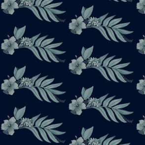 tropical flowers navy background 