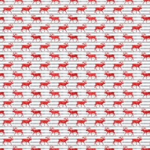 (micro scale) reindeer - red on grey stripes