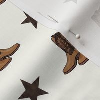 cowboy boots - brown on cream
