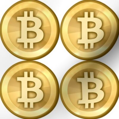 3 bitcoin coins money cryptocurrency digital currency gold pop art novelty 