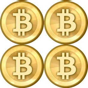 3 bitcoin coins money cryptocurrency digital currency gold pop art novelty 