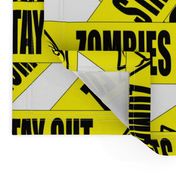 1 zombies stay out barricade construction notice warning danger hazard barrier police firefighter tape biohazard pop art caution novelty life sized jokes gags Halloween