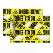 1 zombies stay out barricade construction notice warning danger hazard barrier police firefighter tape biohazard pop art caution novelty life sized jokes gags Halloween