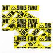 1 zombies stay out barricade construction notice warning danger hazard barrier police firefighter tape biohazard pop art caution novelty life sized jokes gags Halloween