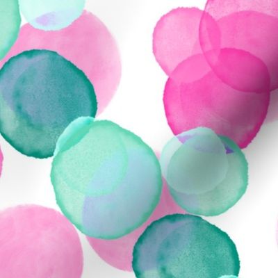 watercolor bubbles // pink + jade