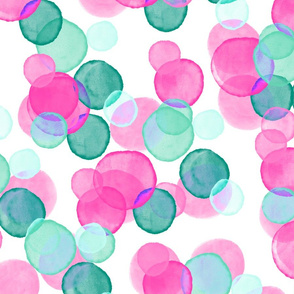 watercolor bubbles // pink + jade