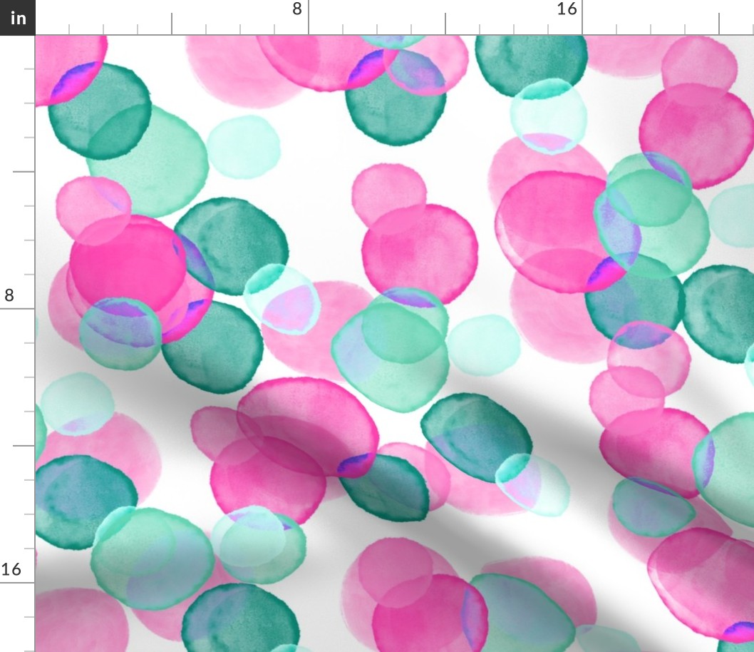 watercolor bubbles // pink + jade