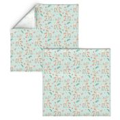 Sweet Deer & Fox (soft mint) - Woodland Animals Flowers Baby Girl Nursery Bedding