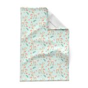 Sweet Deer & Fox (soft mint) - Woodland Animals Flowers Baby Girl Nursery Bedding