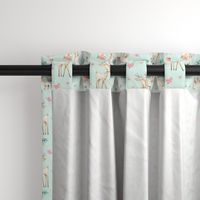 Sweet Deer & Fox (soft mint) - Woodland Animals Flowers Baby Girl Nursery Bedding