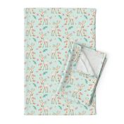 Sweet Deer & Fox (soft mint) - Woodland Animals Flowers Baby Girl Nursery Bedding