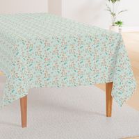 Sweet Deer & Fox (soft mint) - Woodland Animals Flowers Baby Girl Nursery Bedding