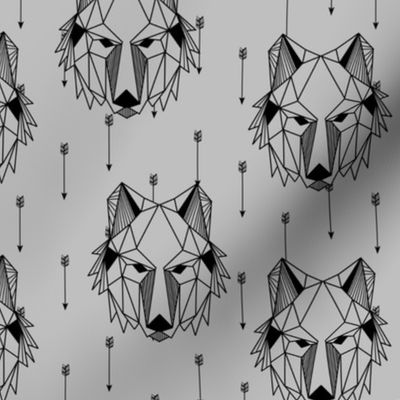 Geometric Wolf + Arrows (gray) Geo Wolves Woodland Animals Baby Boy Nursery Bedding A