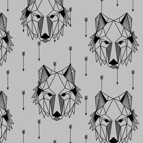 Geometric Wolf + Arrows (gray) Geo Wolves Woodland Animals Baby Boy Nursery Bedding A