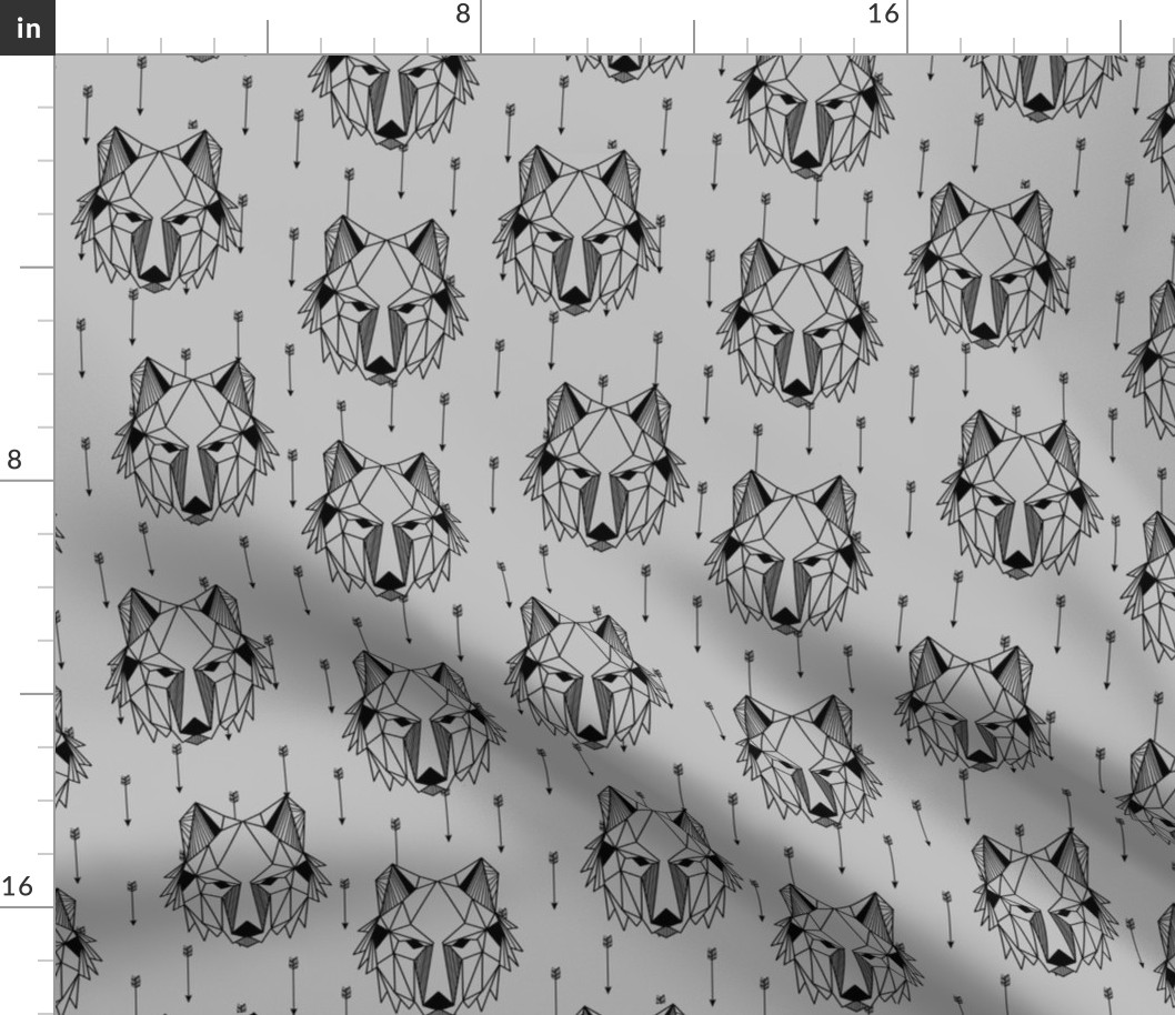 Geometric Wolf + Arrows (gray) Geo Wolves Woodland Animals Baby Boy Nursery Bedding A
