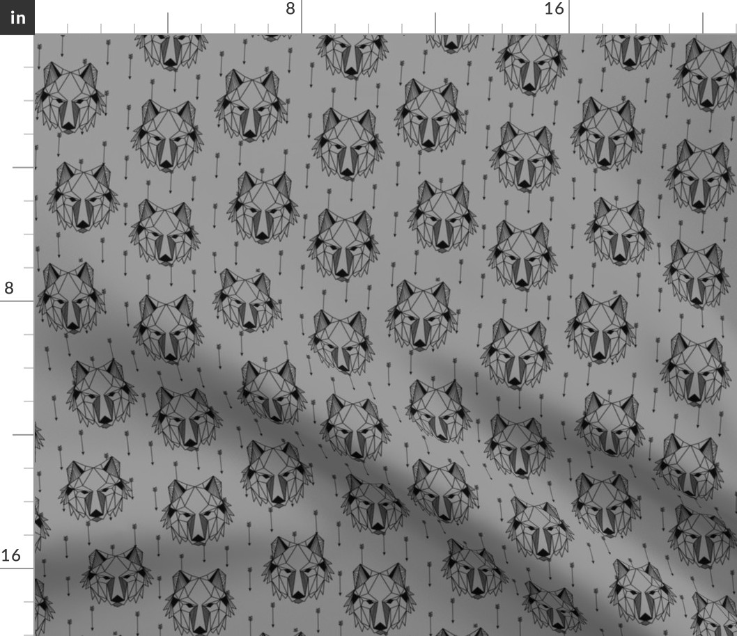 Geometric Wolf + Arrows (greystone) Geo Wolves Woodland Animals Baby Boy Nursery Bedding B