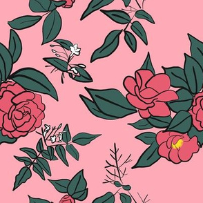 Camellia & Jasmine on Pink