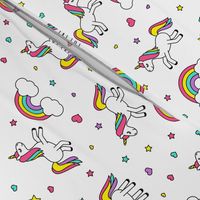 unicorns with rainbows (bright) on white