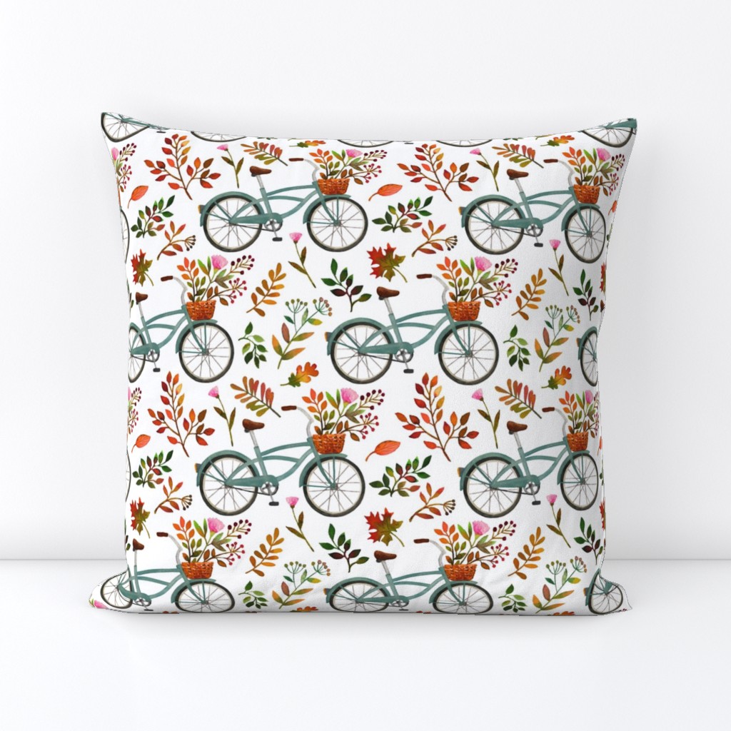 autumn bike ride - white, large