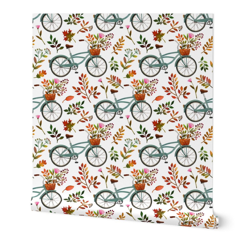 autumn bike ride - white, large