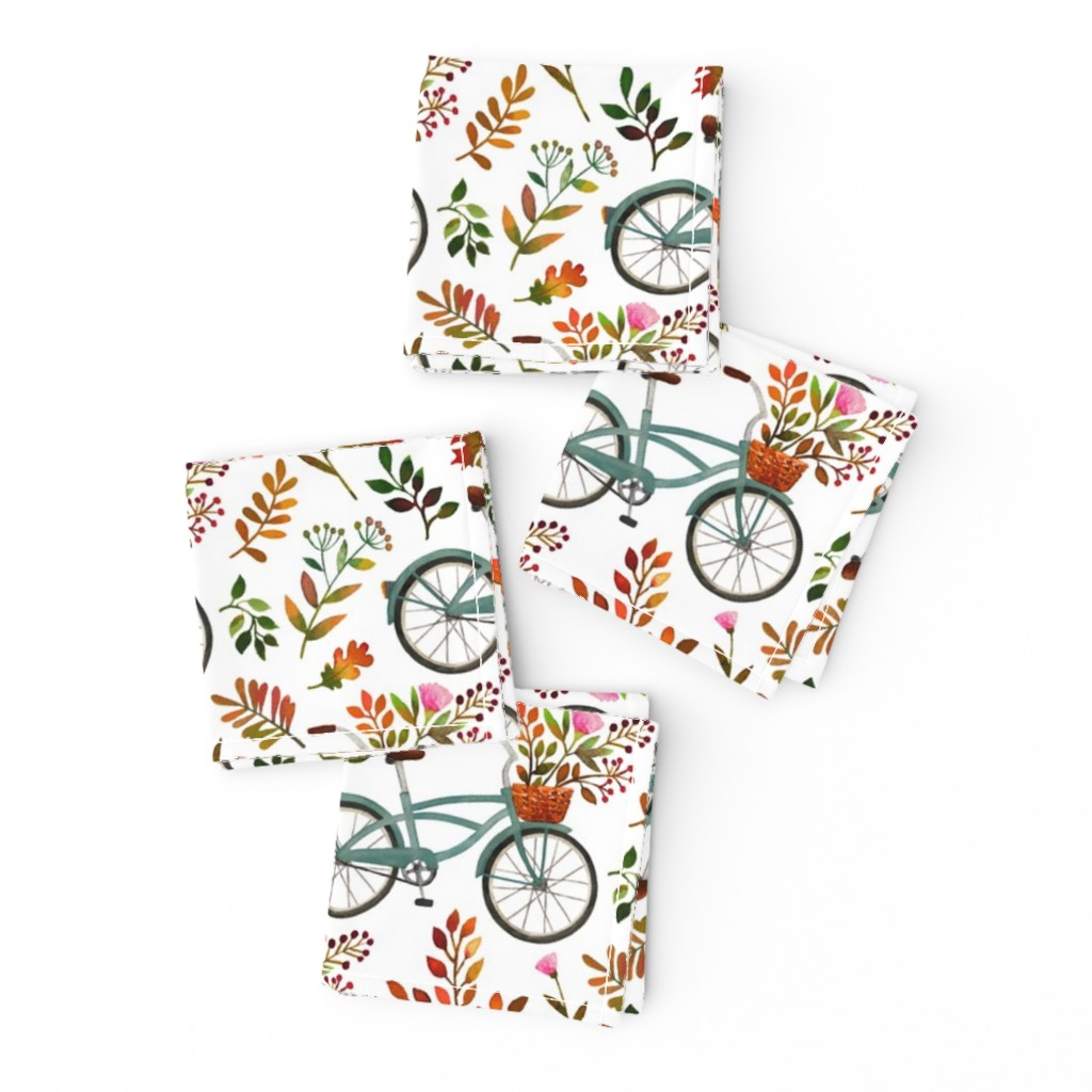 autumn bike ride - white, large