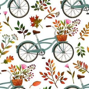 autumn bike ride - white, large