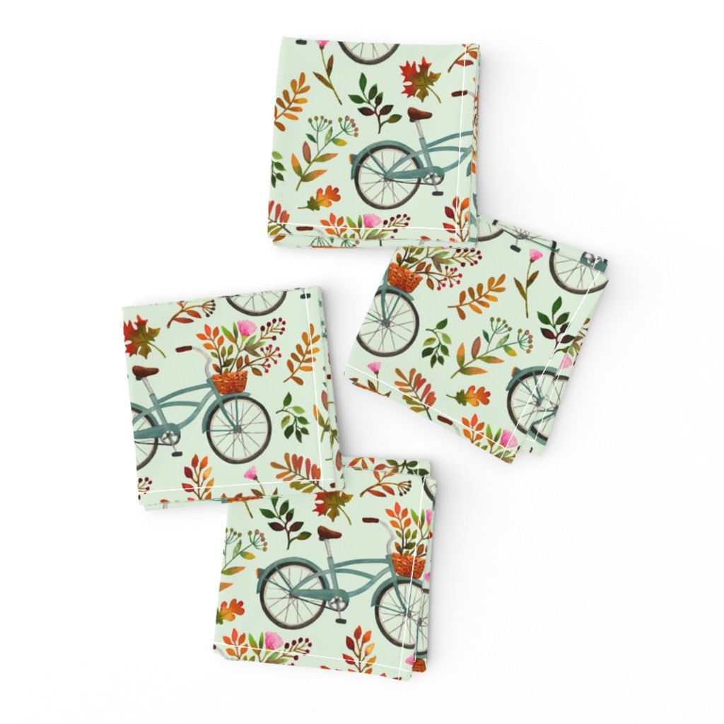 autumn bike ride - light mint, small