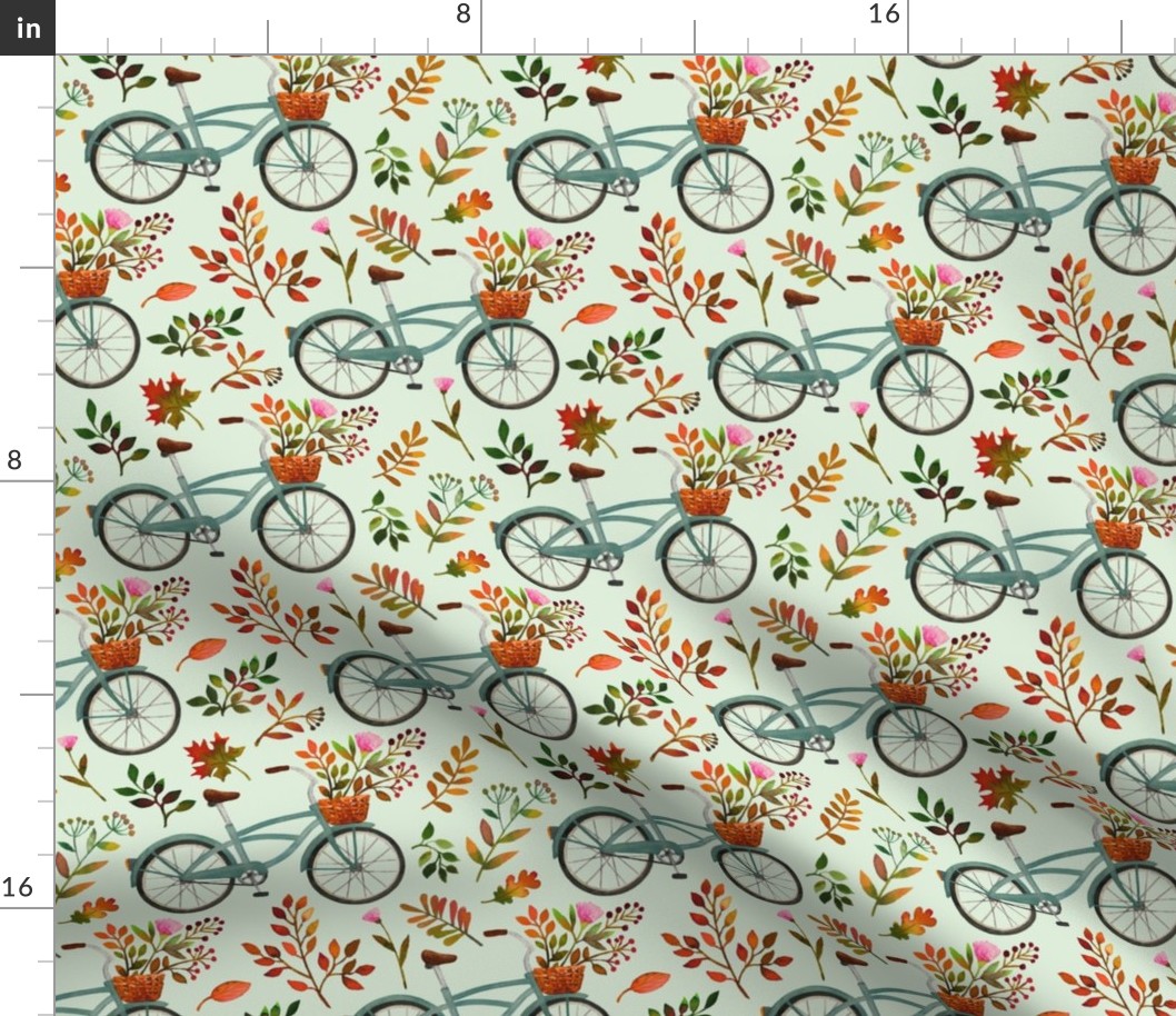 autumn bike ride - light mint, small