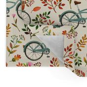 autumn bike ride - cream, large