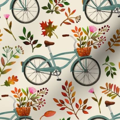 autumn bike ride - cream, large