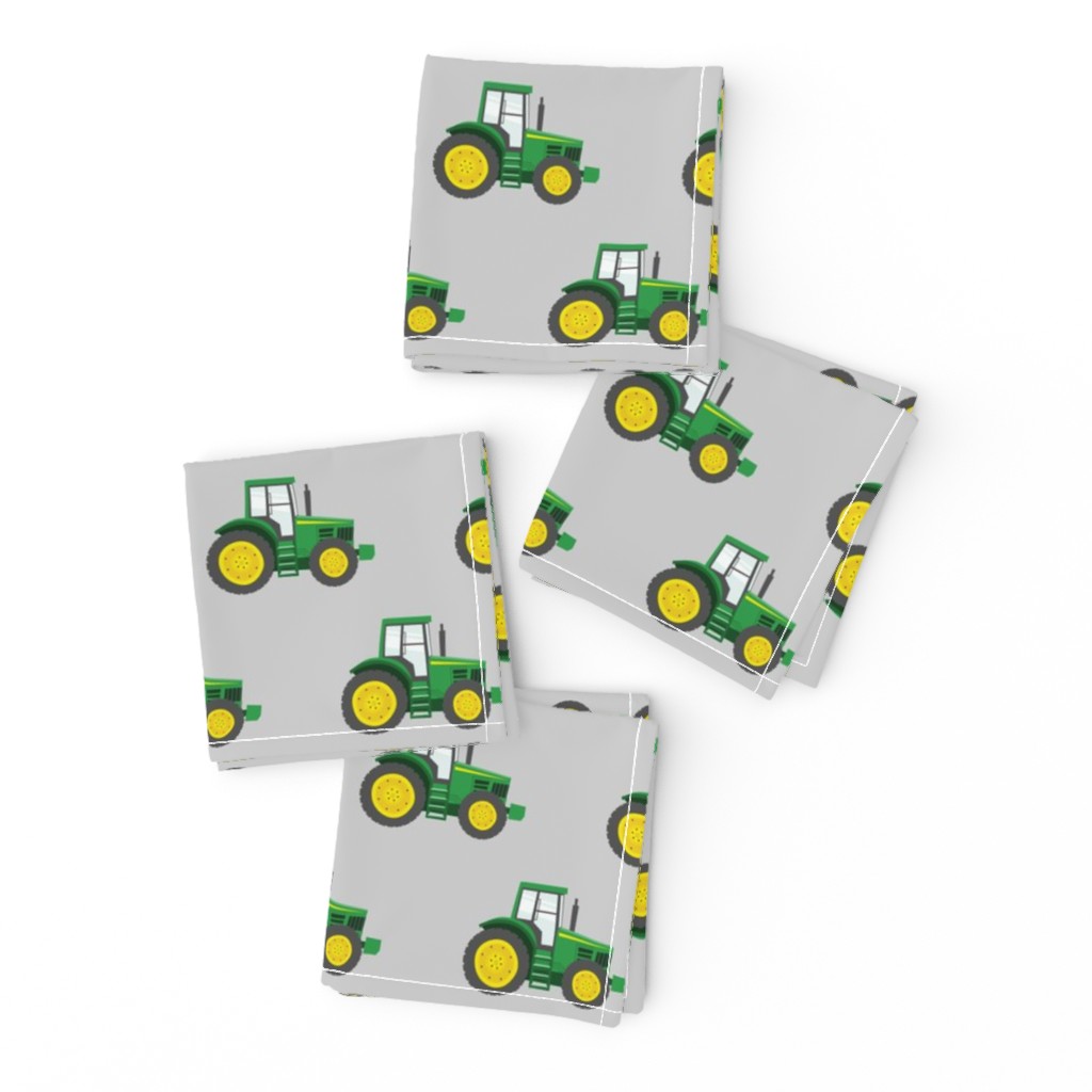 green tractors on grey - farm fabric