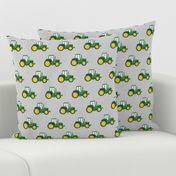 green tractors on grey - farm fabric