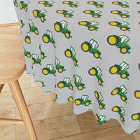 green tractors on grey - farm fabric