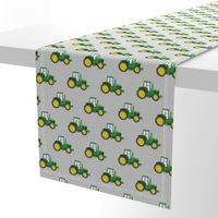 green tractors on grey - farm fabric