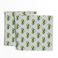 green tractors on grey - farm fabric