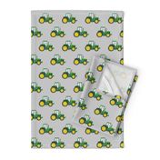 green tractors on grey - farm fabric