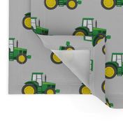 green tractors on grey - farm fabric