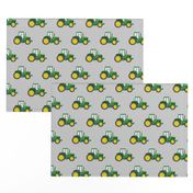 green tractors on grey - farm fabric