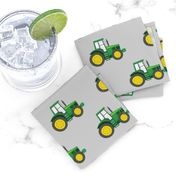 green tractors on grey - farm fabric