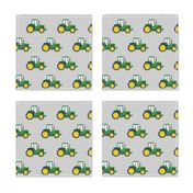 green tractors on grey - farm fabric