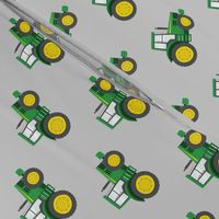 green tractors on grey - farm fabric