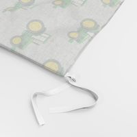 green tractors on grey - farm fabric