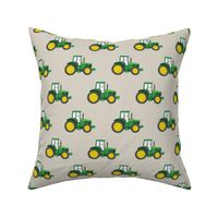 green tractor on beige - farm fabric