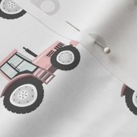 light pink tractor - farm fabric