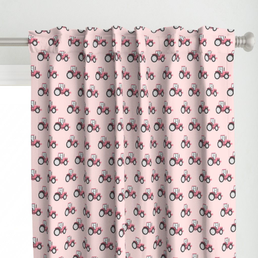 pink tractors on pink - farm themed fabric